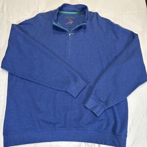 Orvis XXL Men's Pima Cotton 1/4 Zip Pullover Knit Jersey Blue
